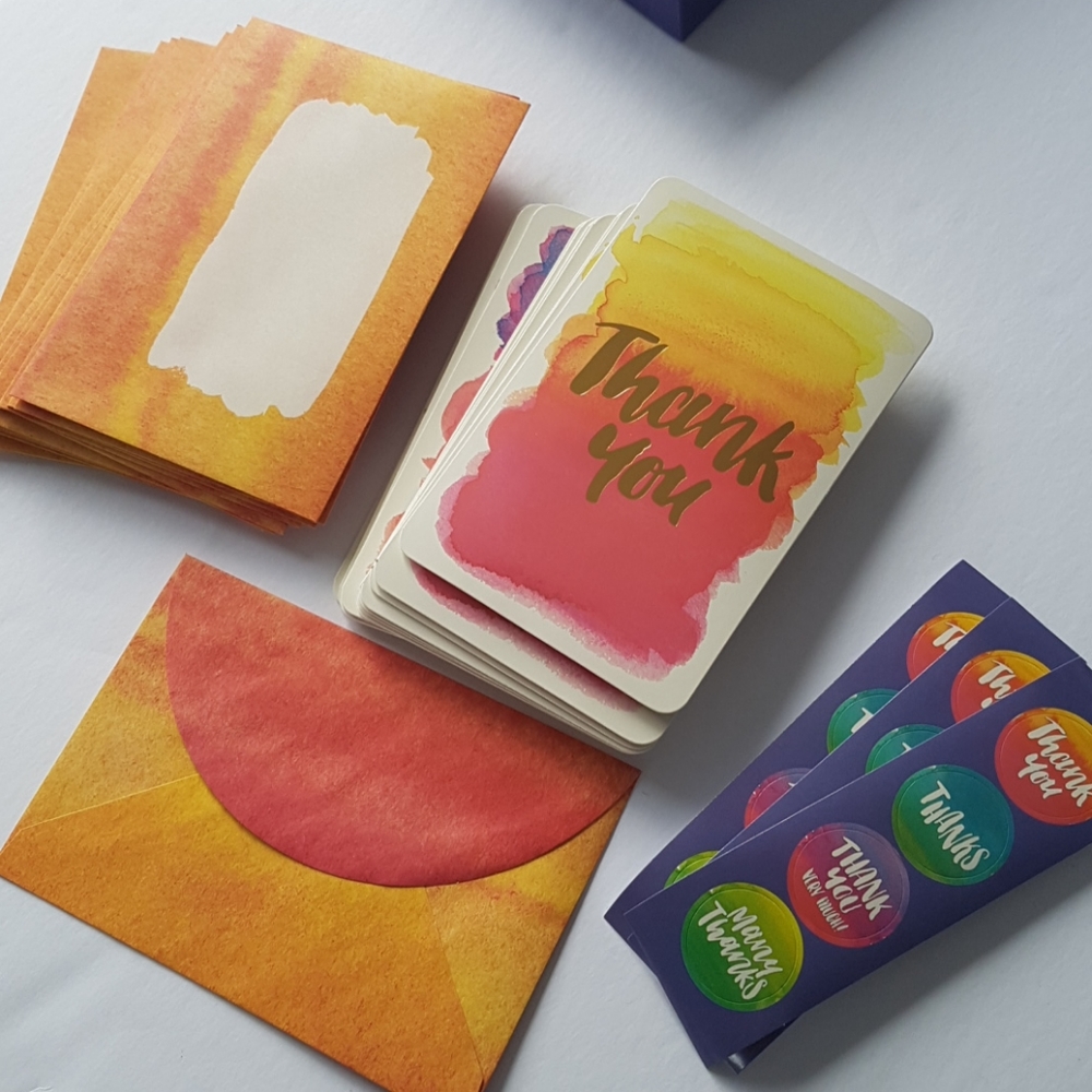 2/26$ 37 Pcs Thank You Cards Envelopes Stickers 1"in
